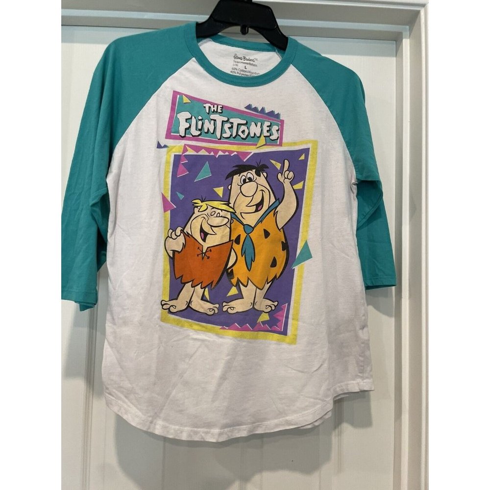 90’s Men's/Women's HANNA BARBERA Flintstones 3/4 Sleeve Baseball T-Shirt Size L